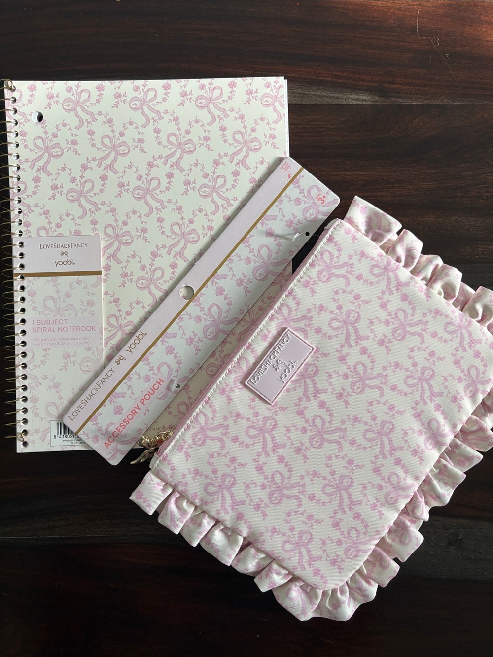 New LoveShackFancy x Target Yoobi Coquette Bow Pencil Case & Spiral Notebook Set
